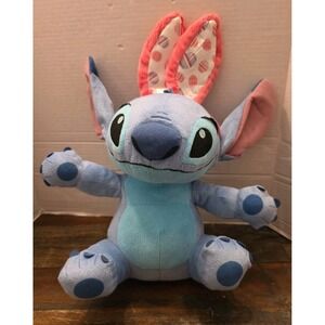 Disney Stitch Easter Plush Pink Bunny Ears Easter Eggs Pattern 16 in Stuffed Toy
